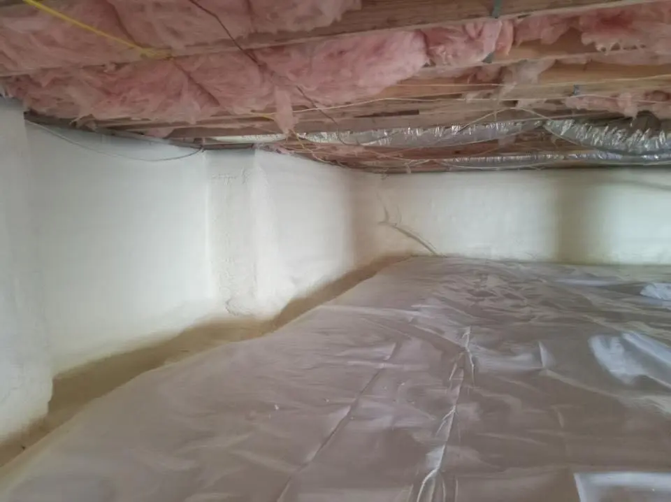 Crawl space encapsulation with closed-cell spray foam for Commercial Roof Restoration in Blue Island